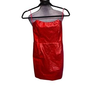 Meshki Strapless Red Sparkle Mini‎ Dress Size Size XS NWT